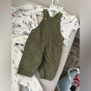 Carters Little Planet Olive Green corduroy overalls, baby boy